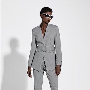 ZARA HOUNDSTOOTH BELTED BLAZER